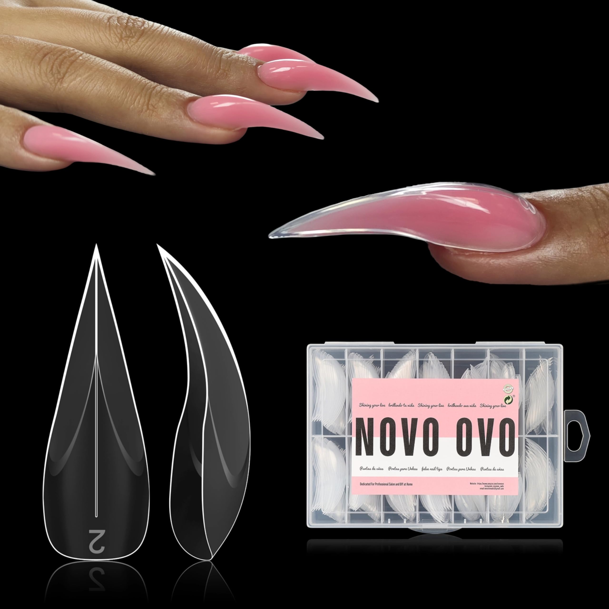 NOVO OVO Halloween Curved Stiletto Nail Dual Forms for Poly Gel Extension of 3D Eagle Claw