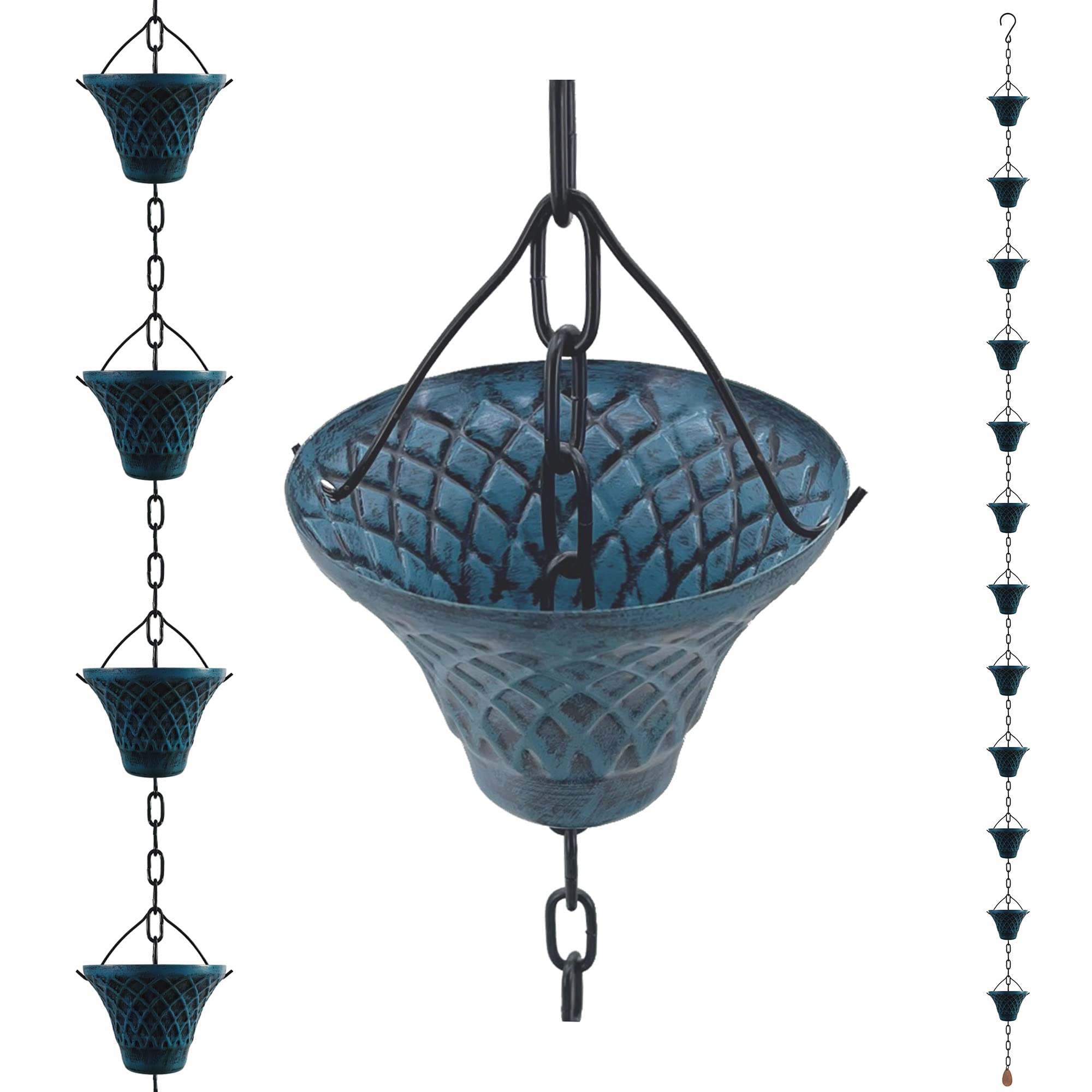 Buy [Upgraded] Bell 8.5FT Antique SkyBlue (Dual) Rain Chains for Drain