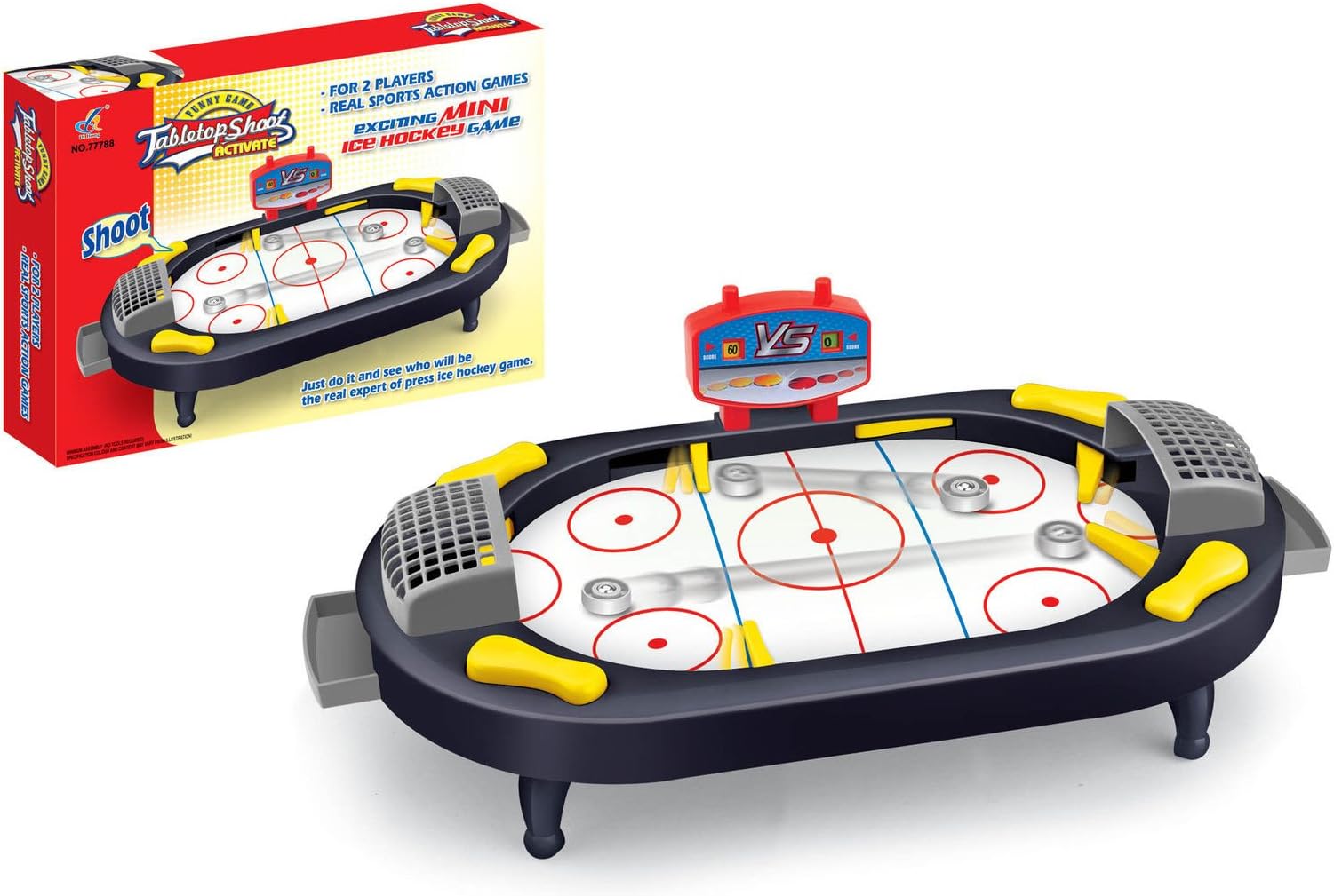 Rostrad ® ICE HOCKEY MINI TABLE TOP KIDS TOY GAME FUN SET DESKTOP LIGHTWEIGHT AND PORTABLE