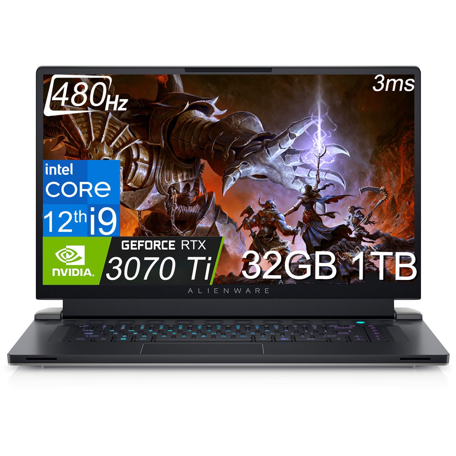 Alienware X17 R2 Gaming Laptop (17.3" 480Hz FHD, Intel 12th Gen Core i9-12900H, 64GB DDR5 RAM, 2TB SSD, NVIDIA GeForce RTX 3070 Ti 8GB) RGB Backlit Keyboard, Wi-Fi 6E, Thunderbolt 4, Win 11 Home