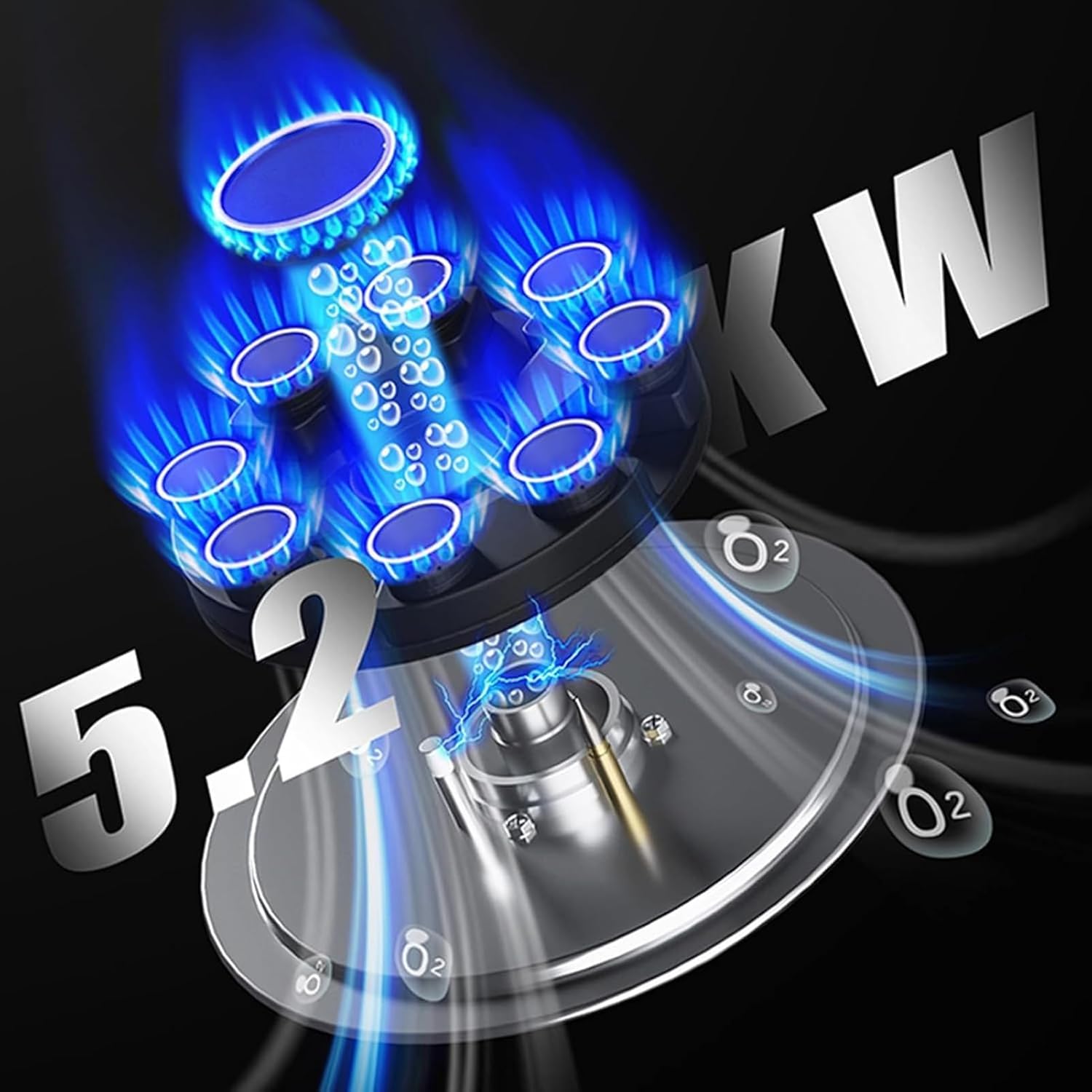 5.2KW 1 Burner Gas Stove - 9-cavity Hob Camping Cooker, with Flameout Protection, Tempered Glass Cast Iron Pot Support, for RV, Apartments, Outdoor(NG)