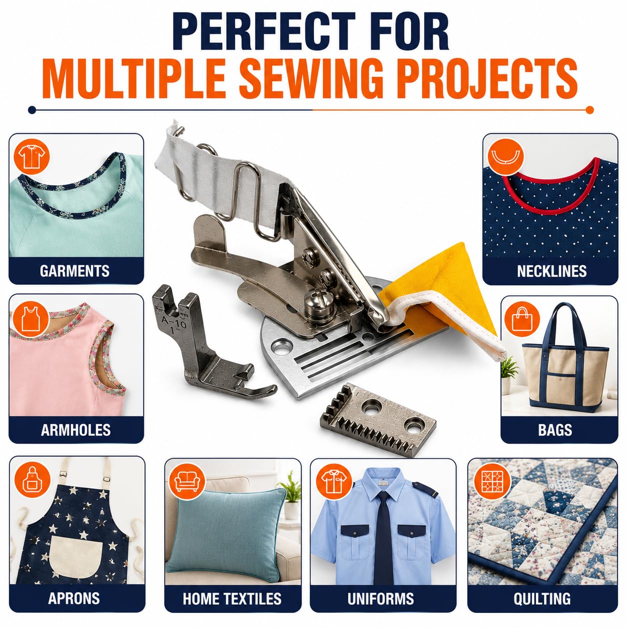 Zenith Steel 26 mm Double Fold Angle Binder A10 for Industrial Sewing Machine Folder Set (Includes Fold Angle Binder, Needle Plate, Pressure Foot, Feed Dog) — Amazon image 7