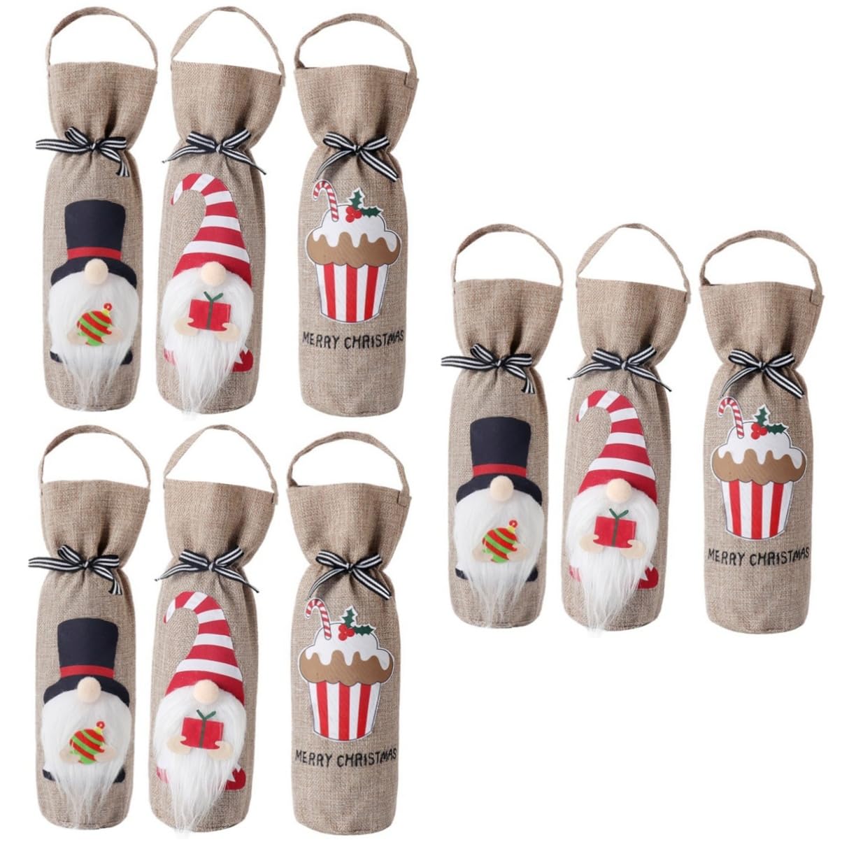 Alipis 9 Piezas Cubierta De Botella De Vino Bolsas De Vino Cubiertas De Bolsa De Botella De De Santa Adorno De Sueco Bolsas De Funda De De De Navidad