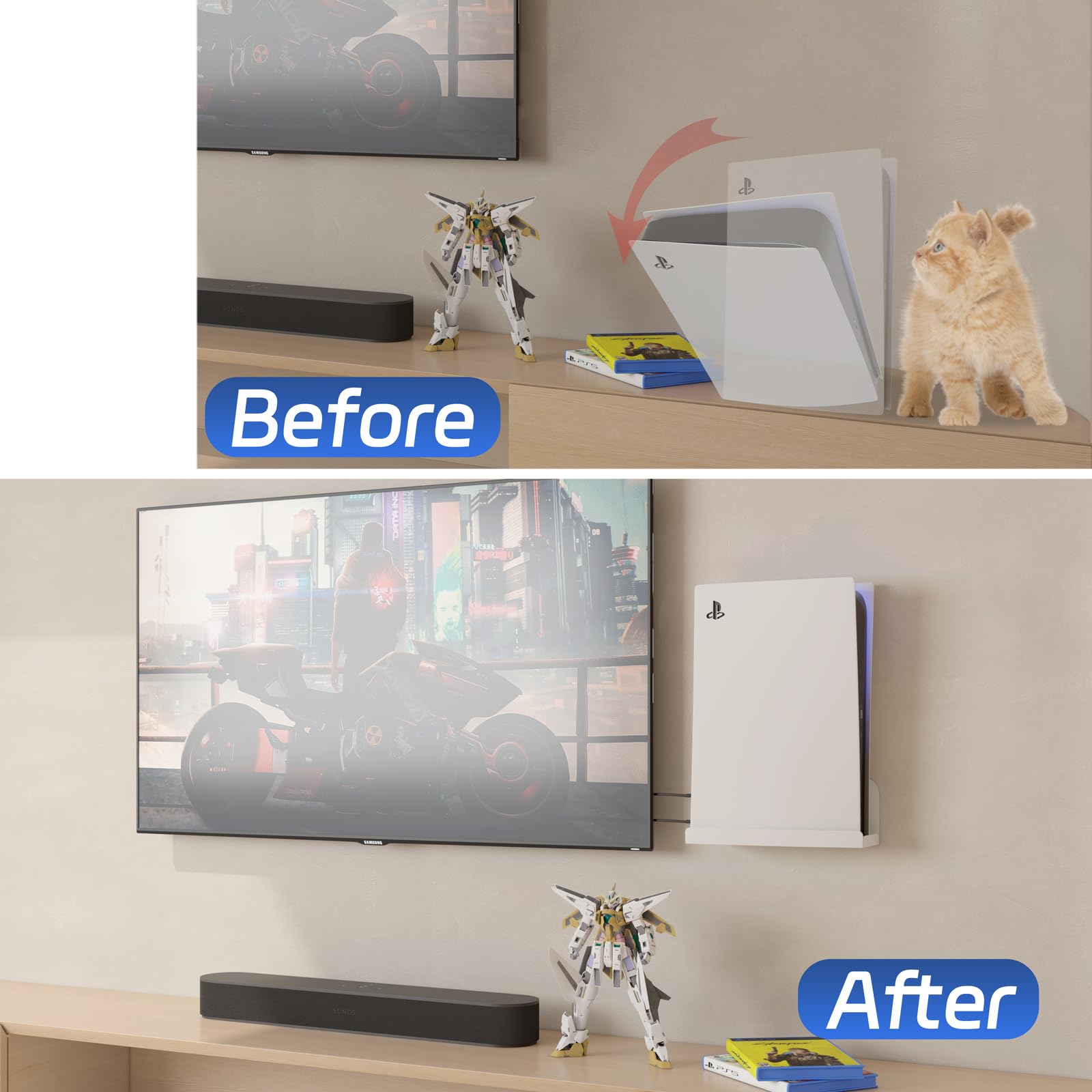 sciuU Support Mural Compatible avec PS5 Standard Disc/Digital Console | Compatible avec Playstation 5 Standard Disque/ Numérique Édition - Métalliques Accessoires Support Vertical