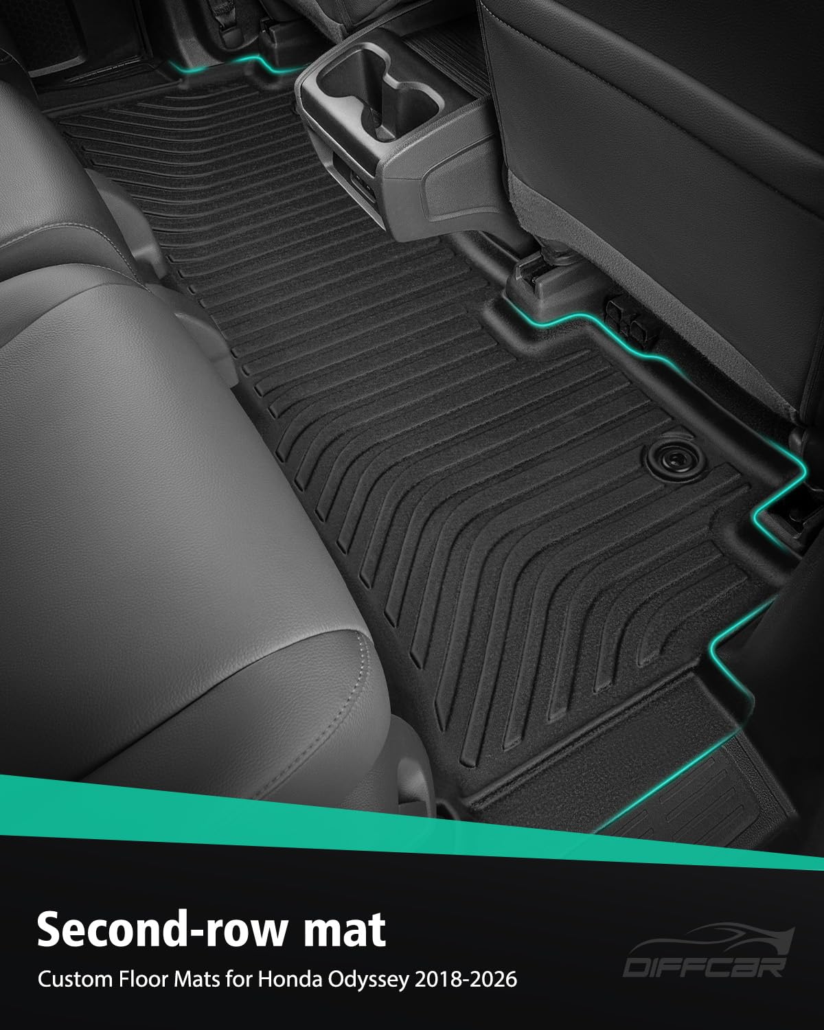 DiffCar Floor Mats Cargo Liner for Honda Odyssey 2018-2026 All Weather Car Accessories Set of 5 Mats — view 5