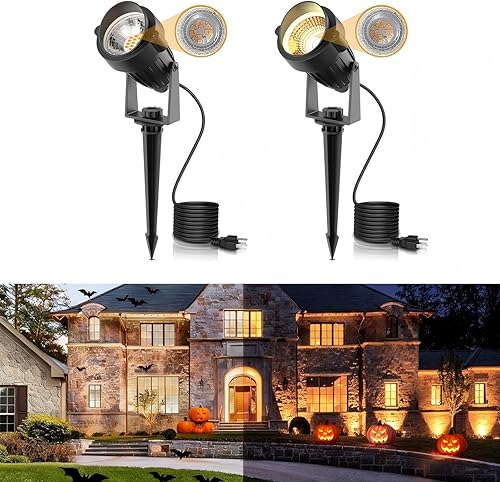 LOHAS - Focos de paisaje para exteriores, 5 W, iluminación al aire libre del anochecer al amanecer, focos LED para patio, luces exteriores de 120 V