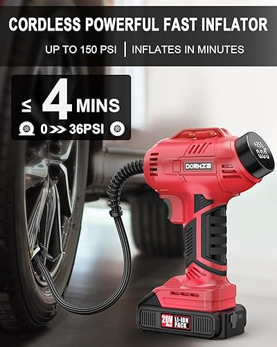 Miniatura 2 de Inflador de neumáticos, compresor de aire portátil, bomba de aire de mano de 150 PSI para neumáticos de automóvil con batería recargable de 20 V,
