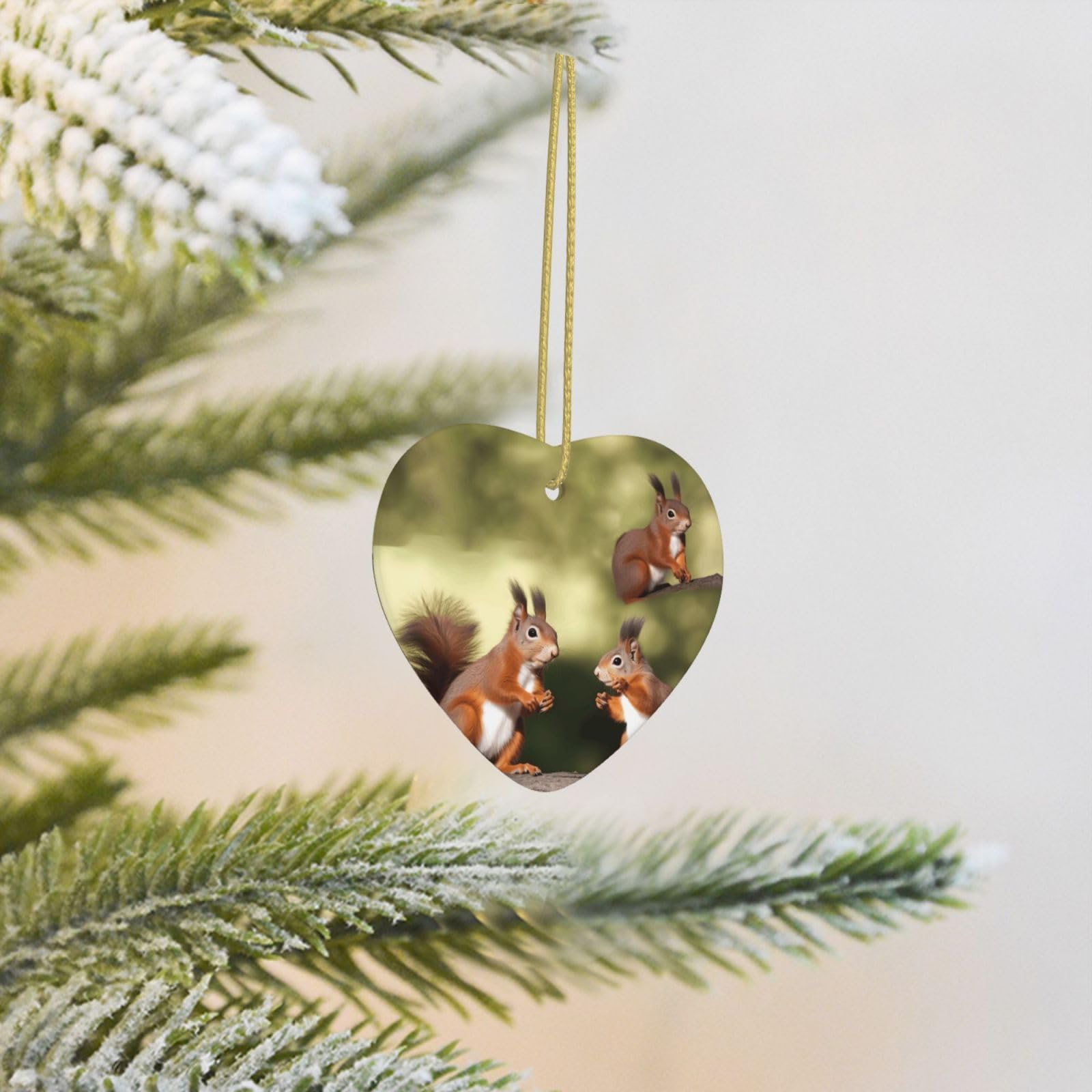 2025 Christmas Tree Decoration Hanging Heart Ornament Cute Squirrels Ceramic Ornaments Christmas Tree Decorations Round Pendants for Xmas Tree Winter New Year Party Supplies