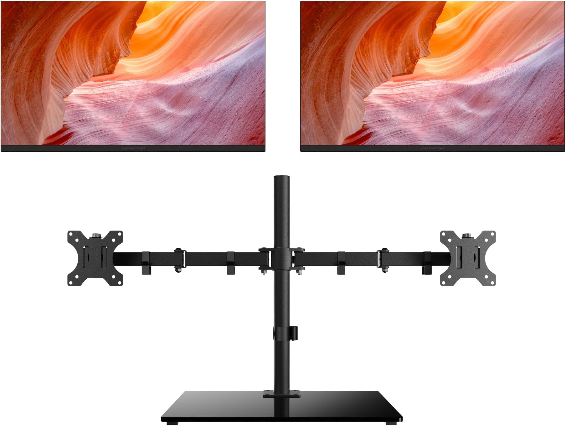 Packard BellWorkstation, 2X 21.5 Monitors, VESA Mount Included, 75 Hertz, 5 MS, Dual Monitor, VESA (Mount Included), VGA and HDMI Monitor, Basic Monitor and Gaming Monitor