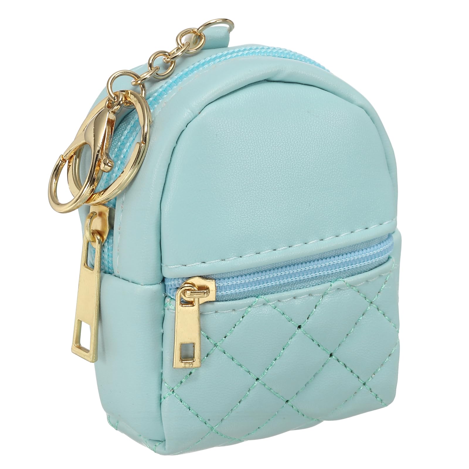 Mini Backpack Cute Cosmetic Bag for Women, PU Leather Creative Pendant Keychain Coin Purse for Makeup Key Card Data Cable Organizer, Blue, Small-image-34