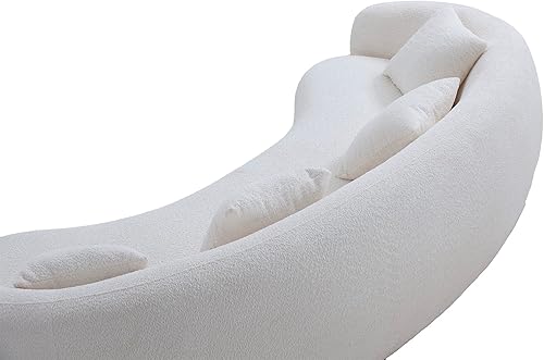 Miniatura 7 de Sofá curvo de gran tamaño con forma de media luna de lujo, sofá de nube de tela Boucle de 5 plazas con almohadas, cómodos sofás tapizados y sofá