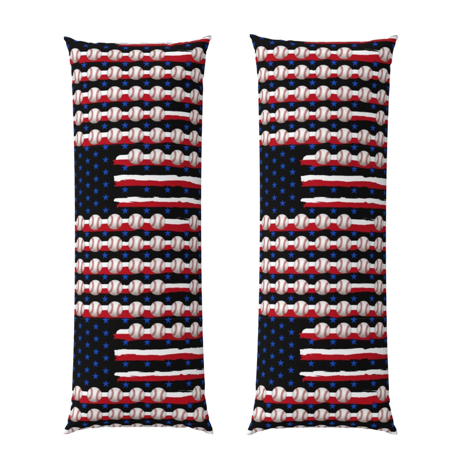 Body Pillow Protector Cover 20x54, Baseball Sports Funny American Flag, Breathable Ultra Soft Pillowcase with Zipper, Wrinkle Shrinkage Fade Resistant for Bed Couch