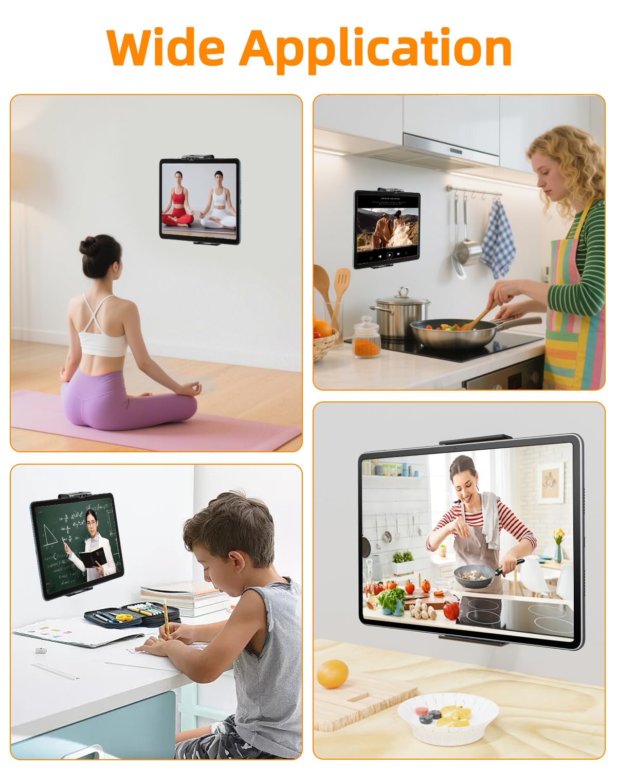 Aluminiowy uchwyt ścienny do tabletu, z możliwością obrotu o 360°, uniwersalny uchwyt ścienny z rozszerzalnym klipsem, kompatybilny z (4,7-13'') iPad Pro/Mini, Surface Pro