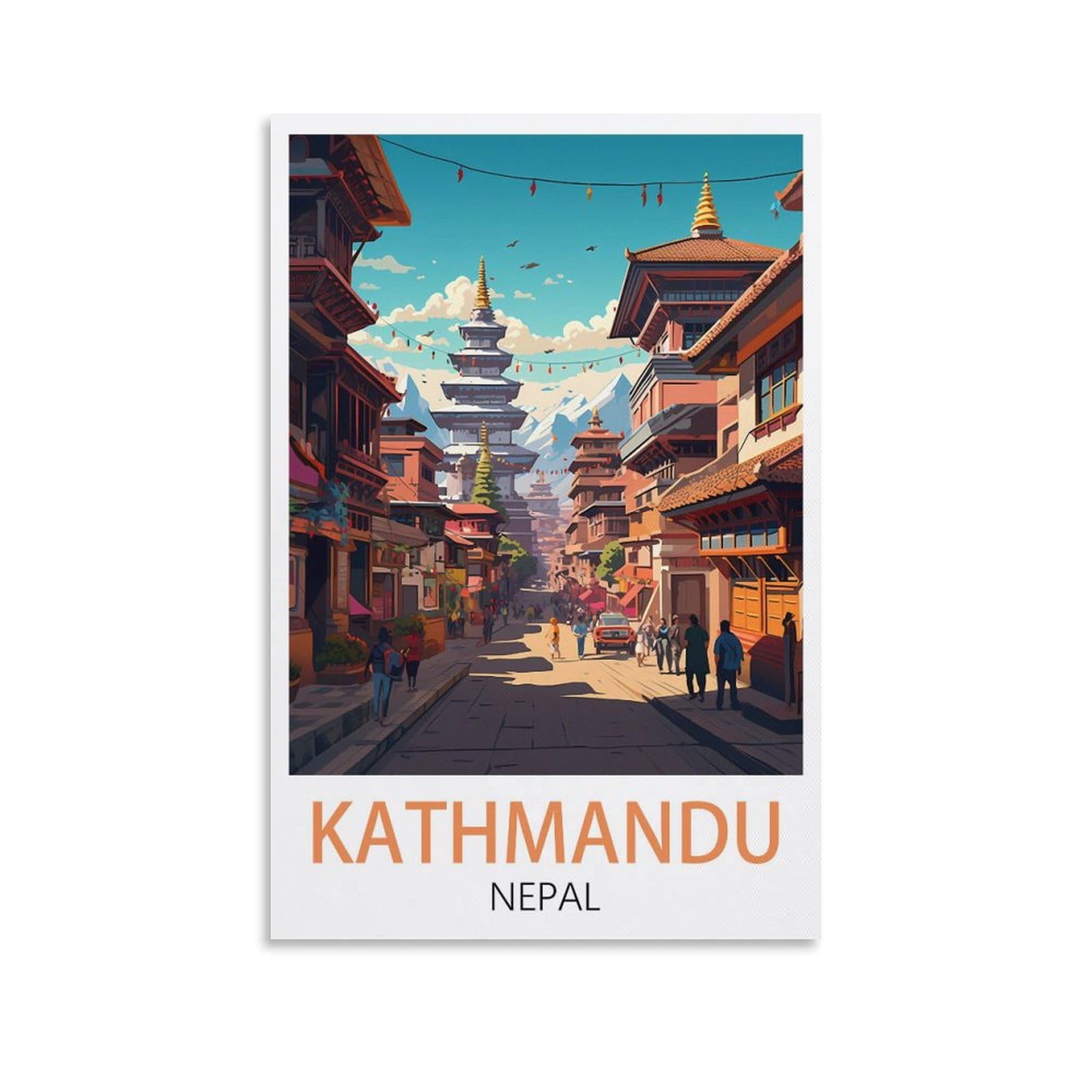 BAgLev Kathmandu Nepal Vintage Travel Posters 16x24inch(40x60cm) Canvas Art Poster And Wall Art Picture Print Modern Family Bedroom Decor Posters