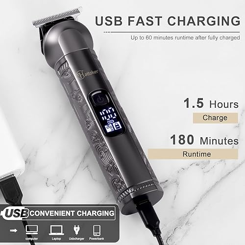 Miniatura 6 de Hatteker Kit de aseo multifuncional 8 en 1 para hombres, recortadora de barba para hombres, cortadora de pelo de precisión, recortadora de nariz,