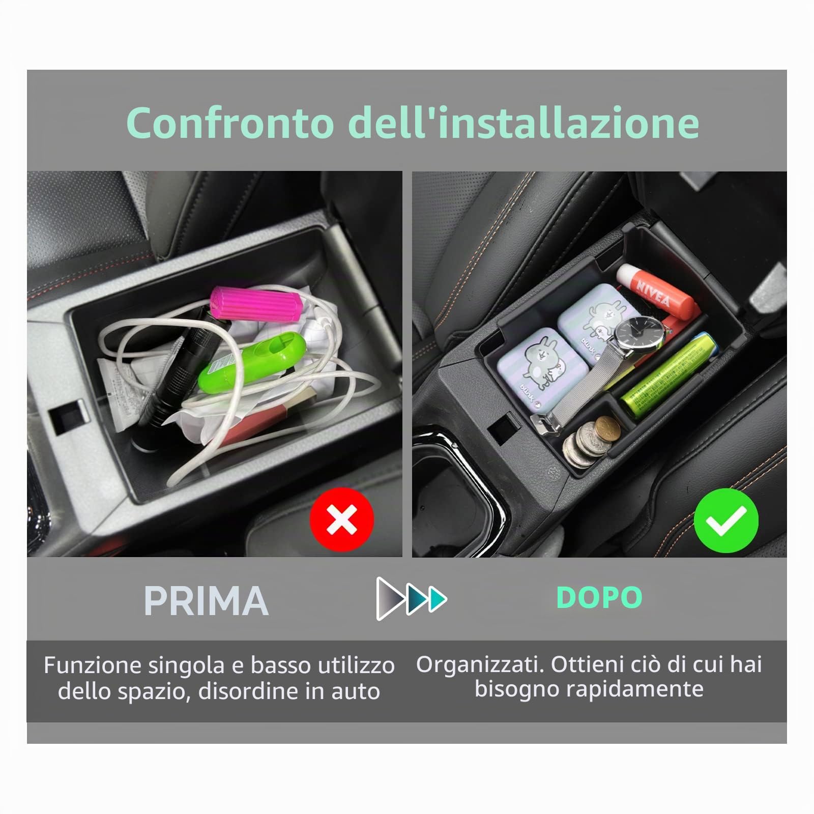 GAFAT Compatibile con Alfα Romeo Tonale 2022-2024 2025 Contenitore Portaoggetti per Console Centrale, Tonale Braccioli, Organizer per Vano Portaoggetti, Tonale Accessori (Rosso)