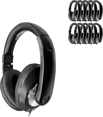HamiltonBuhl Paquete de 50 auriculares estéreo Smart-Trek Deluxe con control de volumen en línea y enchufe TRS de 0.138 in