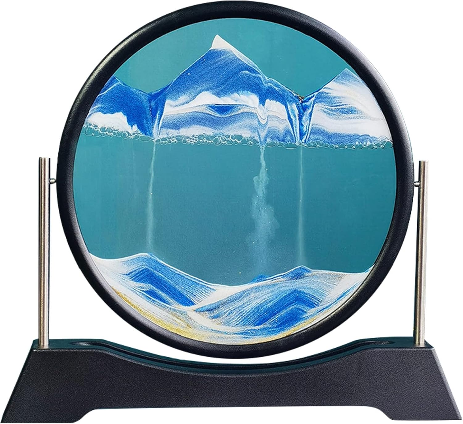 Meiiron Moving Sand Art Picture, 360° Rotating Dynamic Sand Painting, Glass Crafts ABS Frame, 3D Deep Sea Moving Sand Art, for Adults (Blue,7"/12") (Size : 12in)