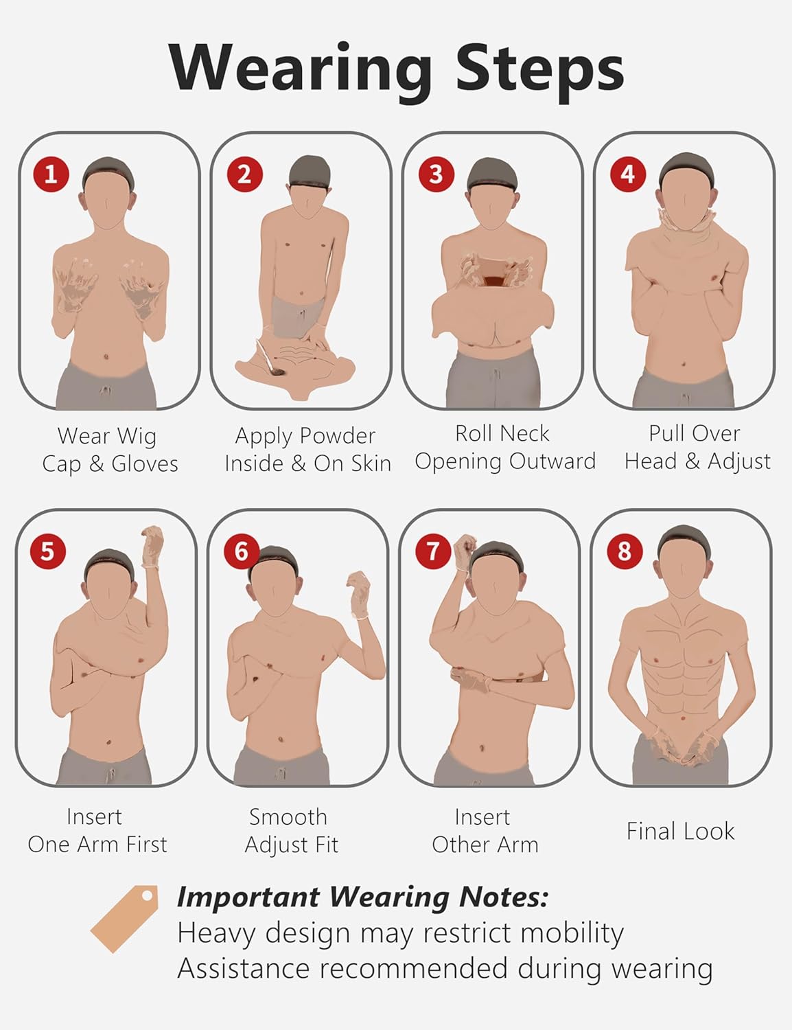 Silicone Muscle Suit with Arms for Men, Realistic Muscular Chest & Abs Half-Body Cosplay & Performance
