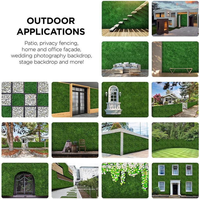 Image of Wall Grass (6 Pcs), Artificial Grass for Wall Decoration, Vertical Garden Artificial Mat, Artificial Grass Tiles for Balcony (Green Big Leaves, 60cm x 40cm x 8cm, Plastic, Pack of 6)