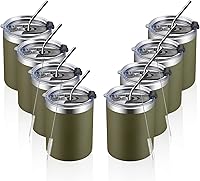 Vista 5 de MEWAY Paquete de 8 tazas de café de 12 onzas con tapa, taza de café reutilizable de acero inoxidable aislada, taza de café duradera de doble pared