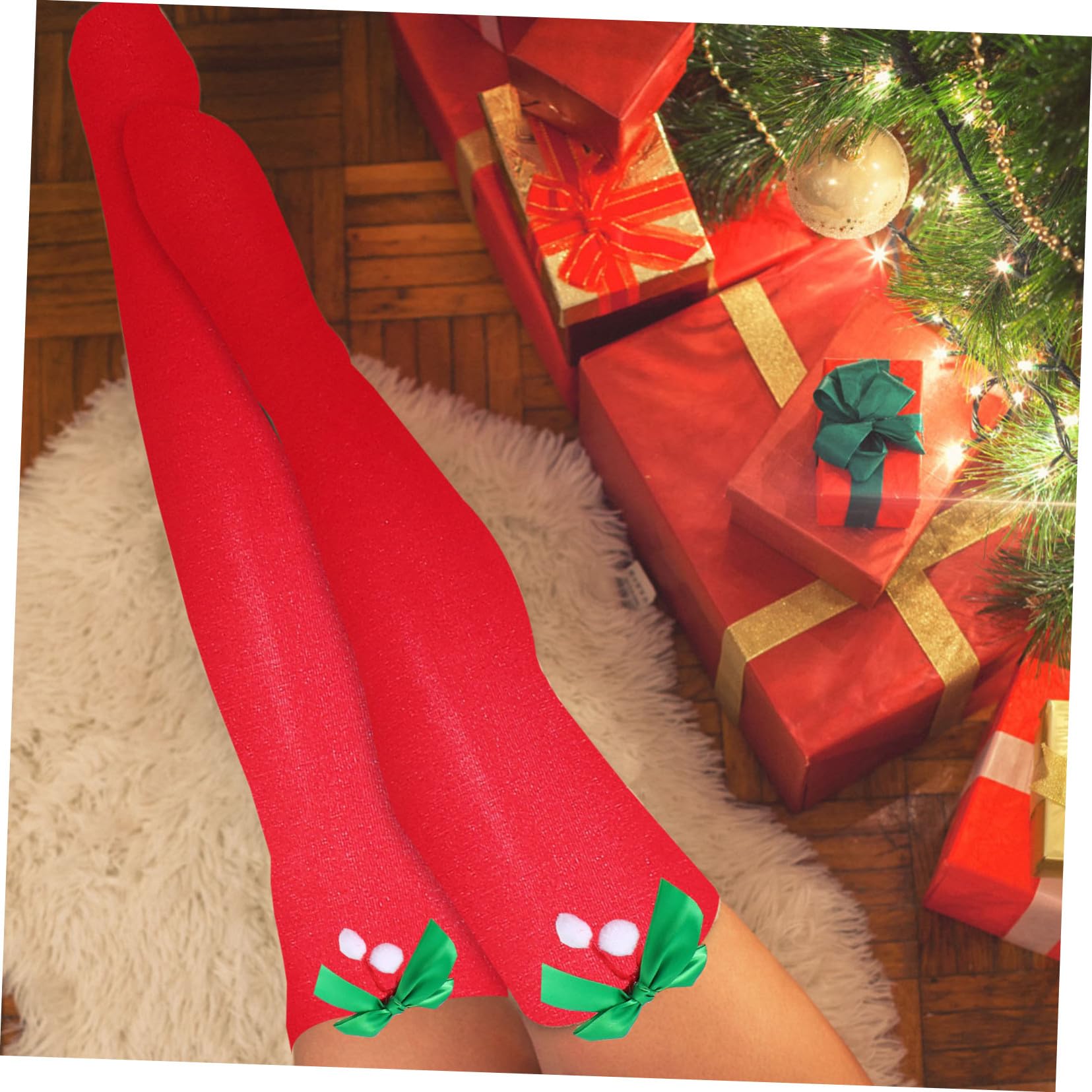 Calcetines Altos Navideños Medias De Festival Para Mujer Diseño Creativo