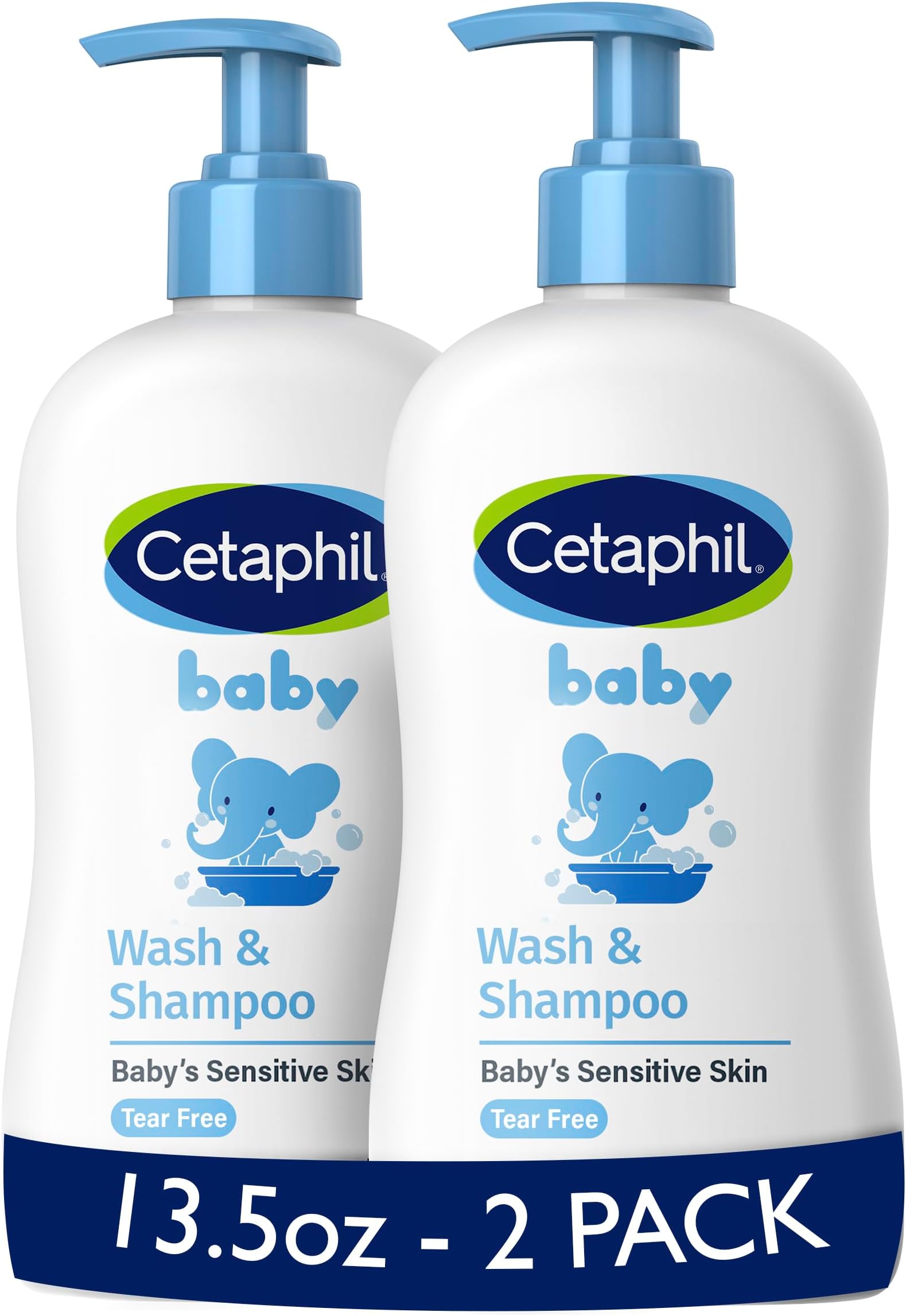 Baby Wash & Shampoo, 13.5oz Pack of 2, Hypoallergenic, Gentle Enough for Everyday Use, Soap Free