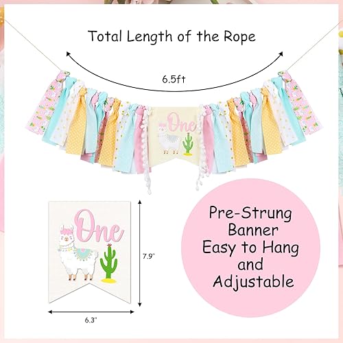 Miniatura 7 de Decoración de llama para el primer cumpleaños, para silla de bebé, cartel de primer cumpleaños para niña, decoración de fiesta de alpaca, decoración