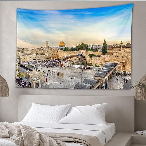 Miniatura 6 de BULOR Tapiz de pared occidental, Jerusalén Ciudad de Israel, para decoración, decoración de eventos judíos para dormitorio, sala de estar,