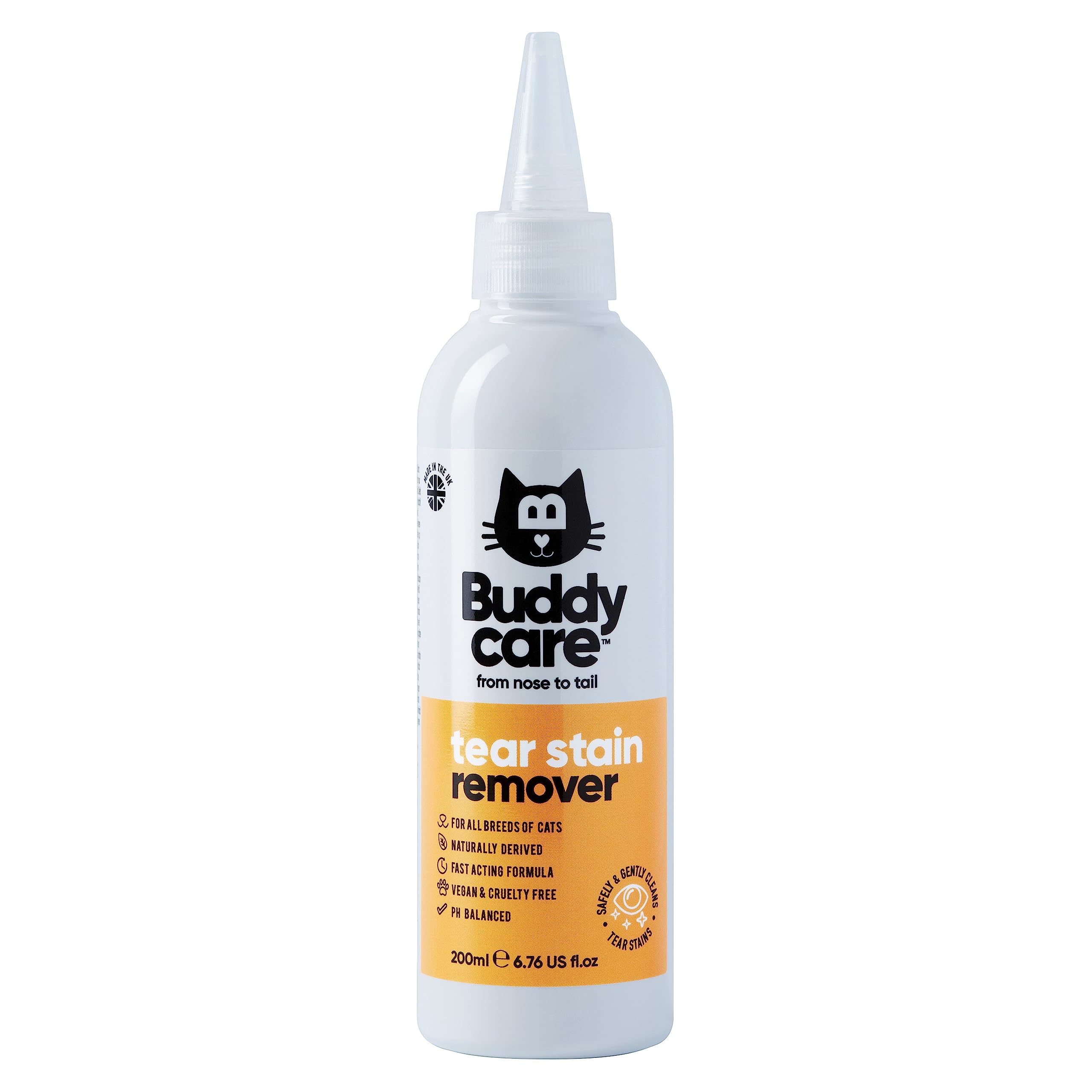 Cat Tear Stain Remover by Buddycare | 200ml | Fast-Acting Tear Stain Remover for Cats| Naturally Derived, PH-Balanced Formula