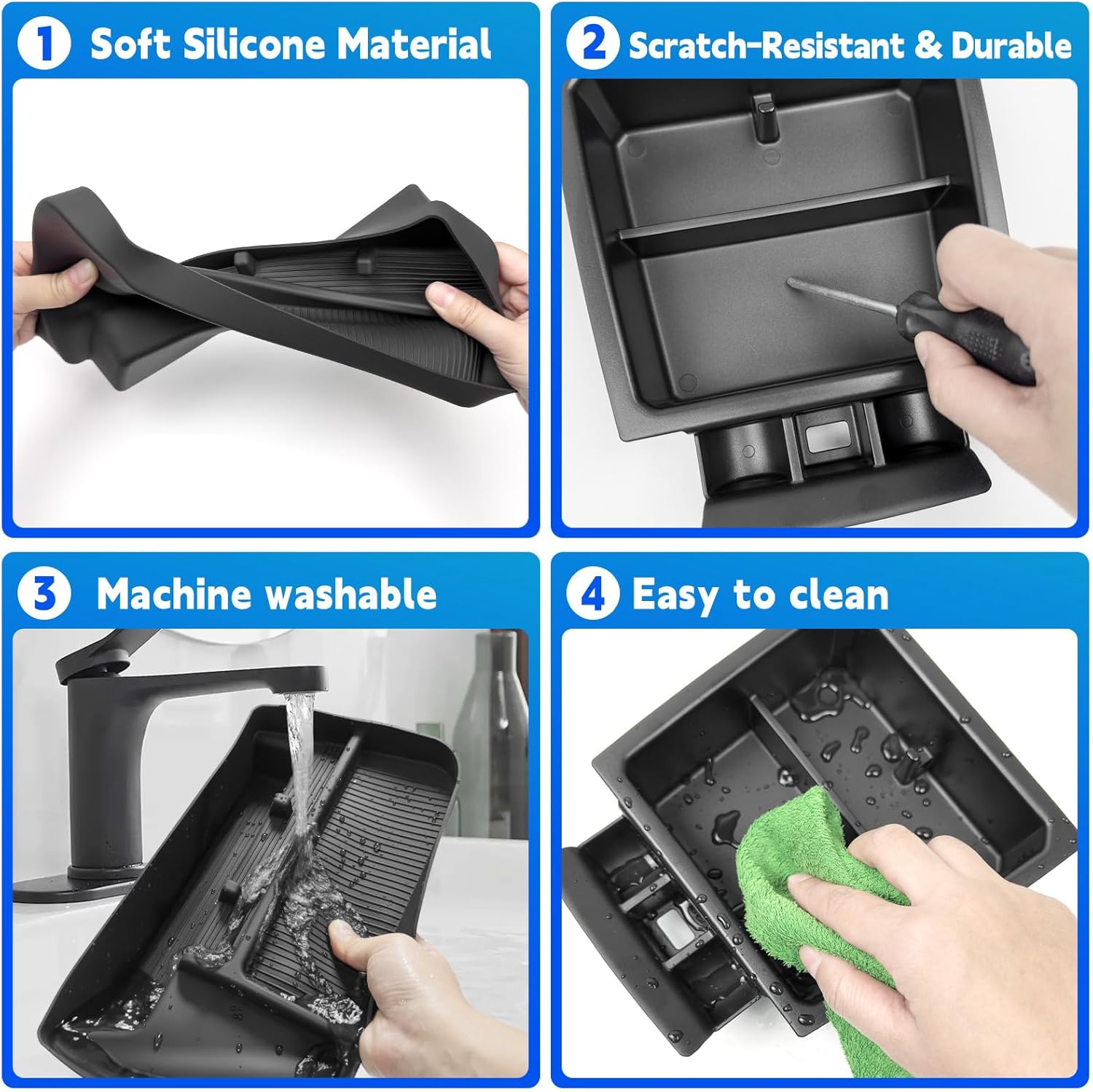 Console Organizer Dashboard Tray Fit for 2023-2026 Chevy Colorado GMC Canyon Armrest Box Behind Screen Storage Compatible with Colorado Canyon Accessories Upper Center Dash Top, 2PCS