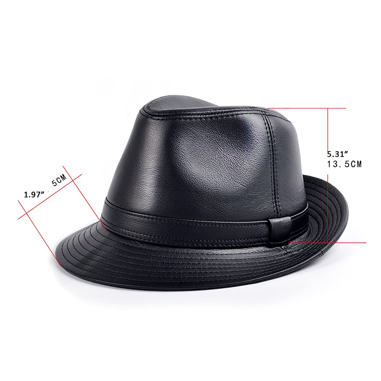 Sombreros de invierno, cuero jazz gorra para hombre piel de oveja fedora otoño vintage caballero sombrero 56-60 cm
