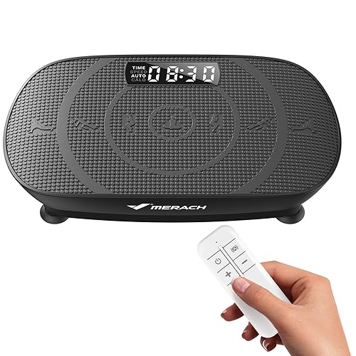 MERACH Plate Exercise Machine, Slim Vibration Plate with Real-Time Calorie Tracking on LED Display, Vibrating Plate Exercise Machine for Women Men, Workout Equipment for Home - Black