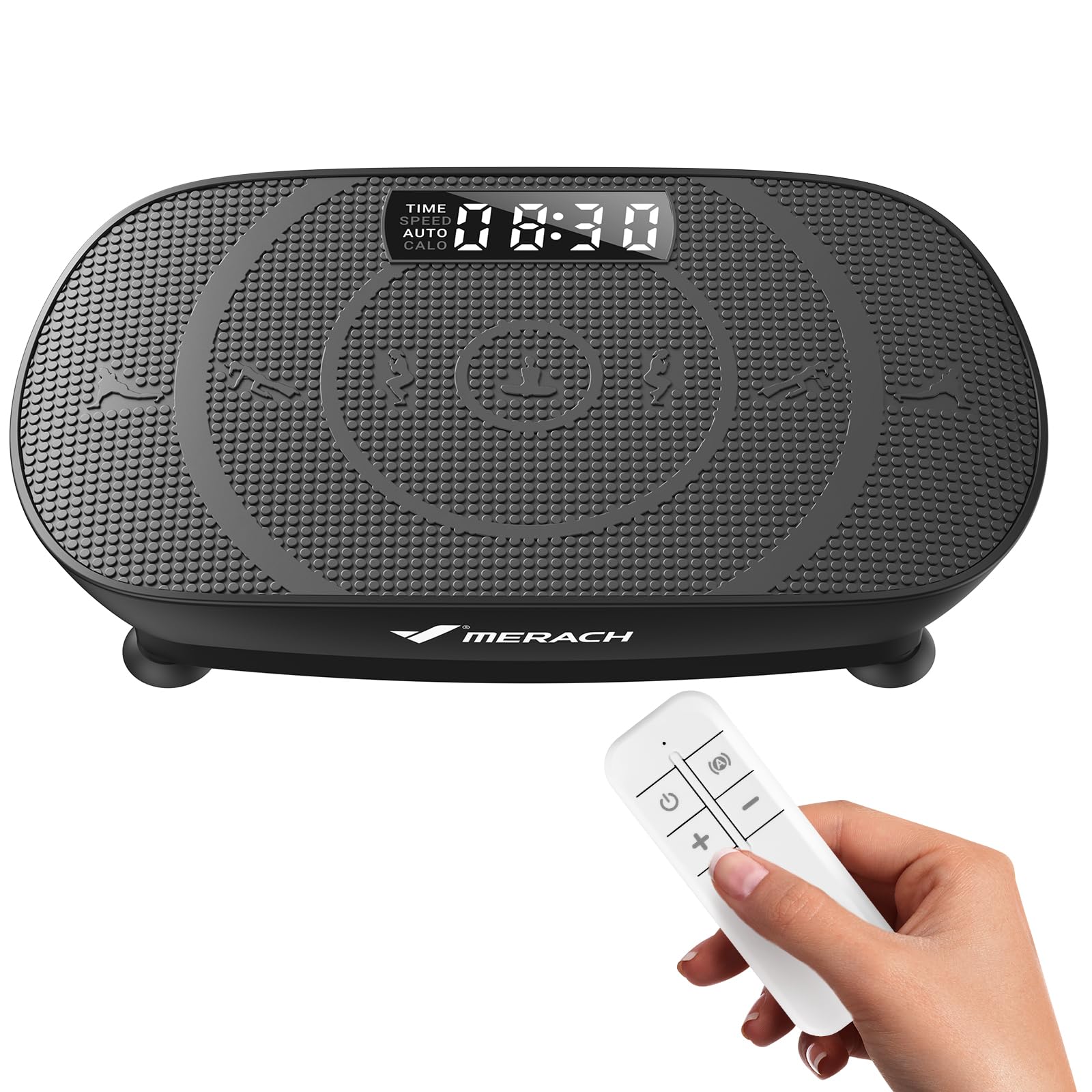 MERACH Vibration Plate Exercise Machine, Curved Vibration Plate for Lymphatic Drainage Weight Loss, Vibrating Plate with Real-Time Calorie Tracking on LED Display, Workout Equipment for Home Women Men