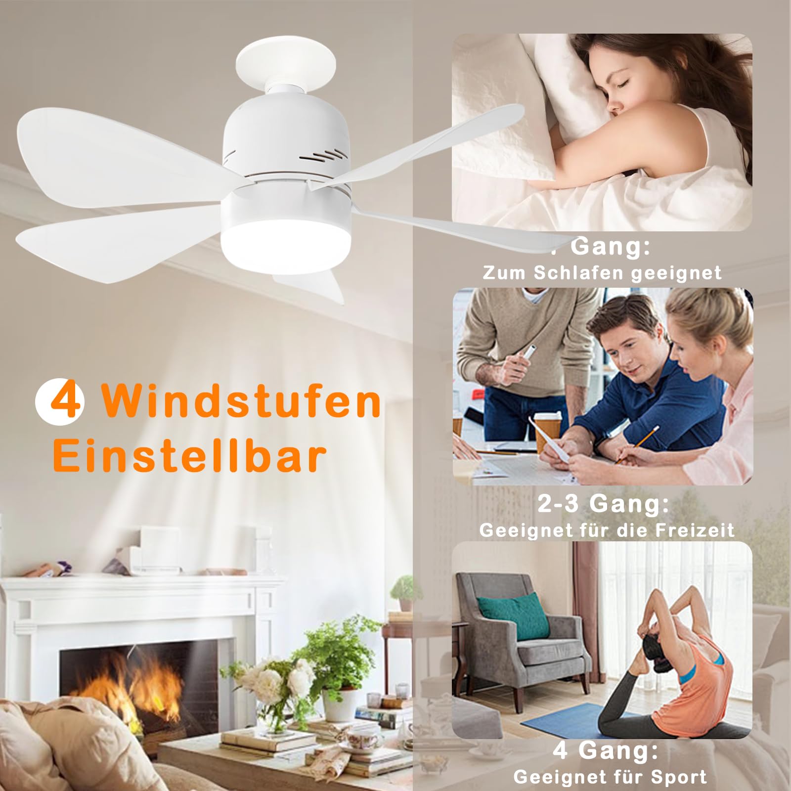 Ventilatori Da Soffitto Da 48 W Con Luce, Ventilatore Da Soffitto Dimmerabile Con Telecomando E Presa E27 3 Velocita Oscillazione A 360 91641354