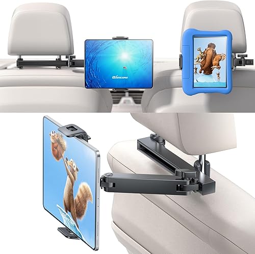 eSamcore Soporte para tablet para reposacabezas para automóvil, asiento trasero brazo de extensión 3 en 1 compatible con iPad de automóvil, soporte