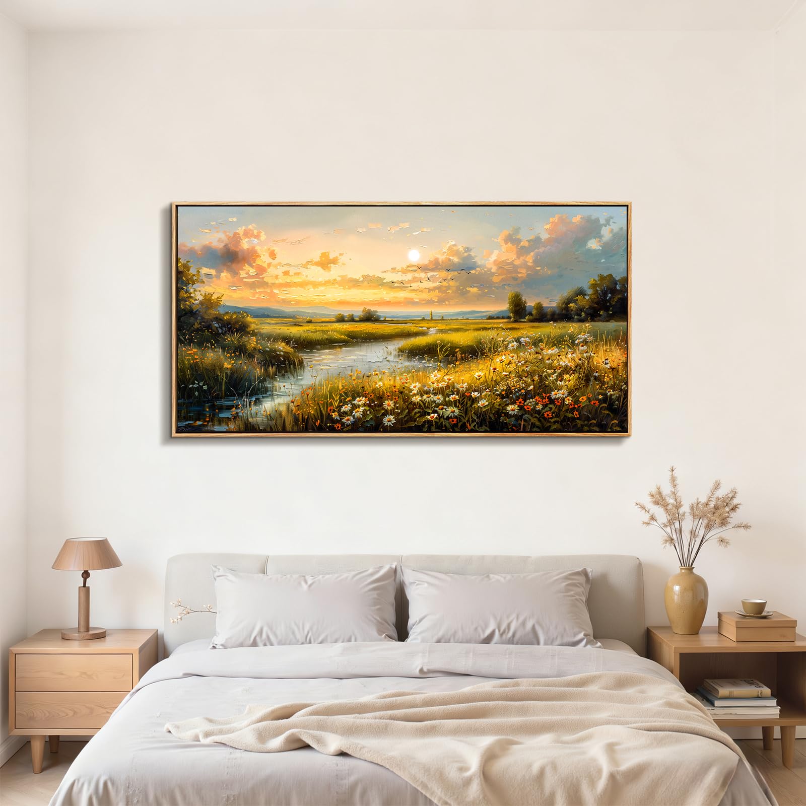 JHHUAMO Modern Tableau Decoration Murale Salon Paysage Cadre 73x146 cm