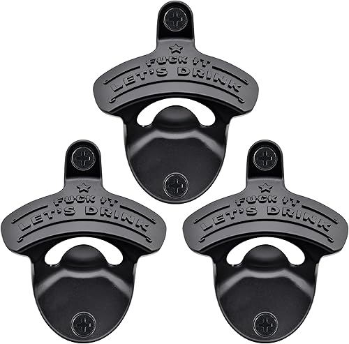 Miniatura 9 de Abrebotellas divertido montado en la pared de acero inoxidable vintage con rosca en la mesa para los amantes de la cerveza (bronce antiguo) Bronce