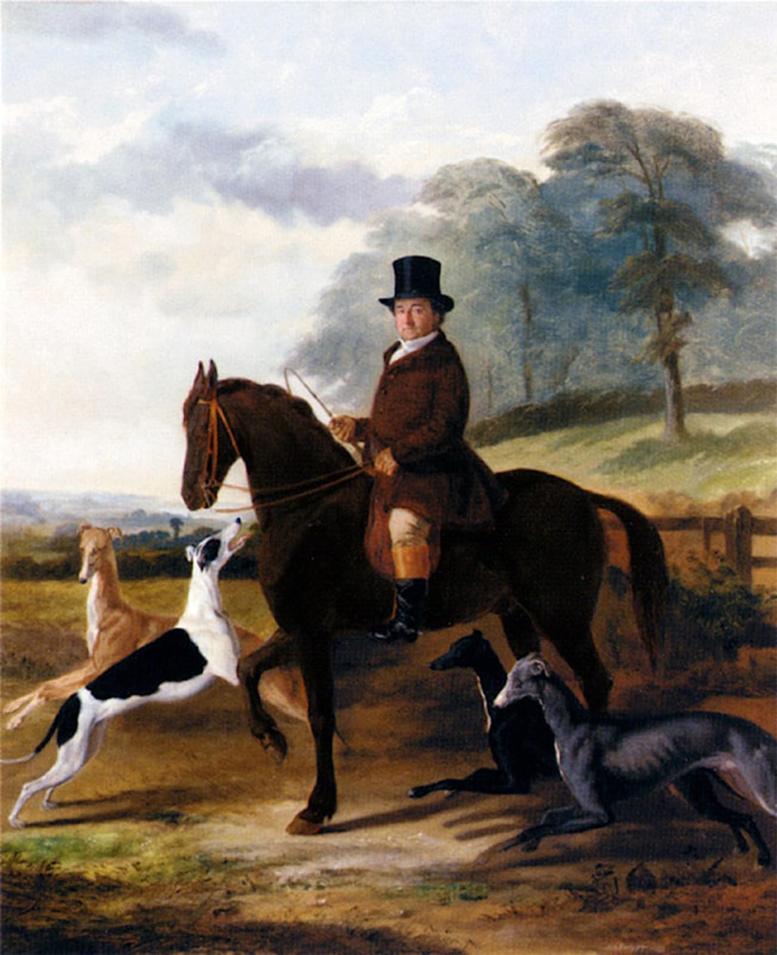 ARTXLXXBN Famous Prints Artwork Pictures Poster Painting Art Mr. Gilpin on His Favorite Hack with Greyhounds by William Henry Knight Artwork Landscape Pictures for Home Decor 60x90cm