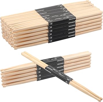 36 Pairs 5A Maple Wood Drum Sticks,5A Wooden Drumsticks, Classic Maple Wood Drumsticks for Rock, Jazz, and Orchestral Use, Perfect for Beginner and Professionals