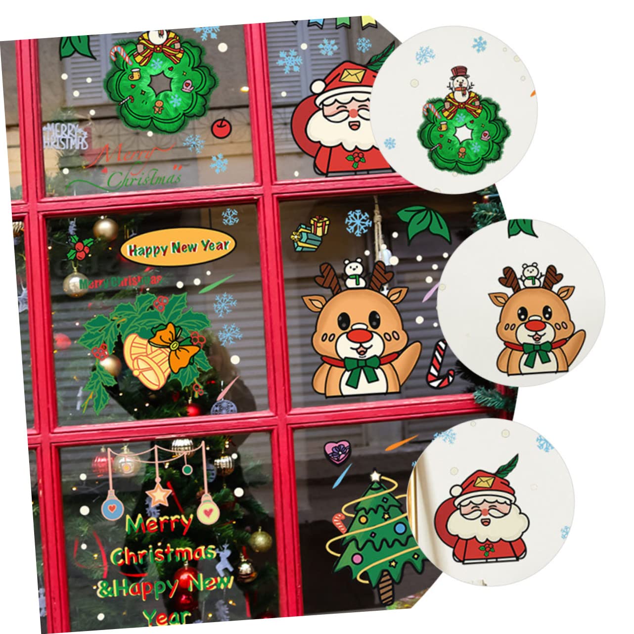 OSALADI 24pezzi Vetrofanie Natalizie Adesivi Murali Cartoon Per Decorazioni Festive Su Finestre e Vetrine Impermeabili e Rimovibili Per Natale e Casa