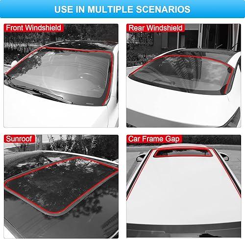 Miniatura 6 de DOTAATDW Sello de techo corredizo de automóvil en forma de T de 32.8 pies, burlete de goma autoadhesivo para parabrisas de automóvil, techo de