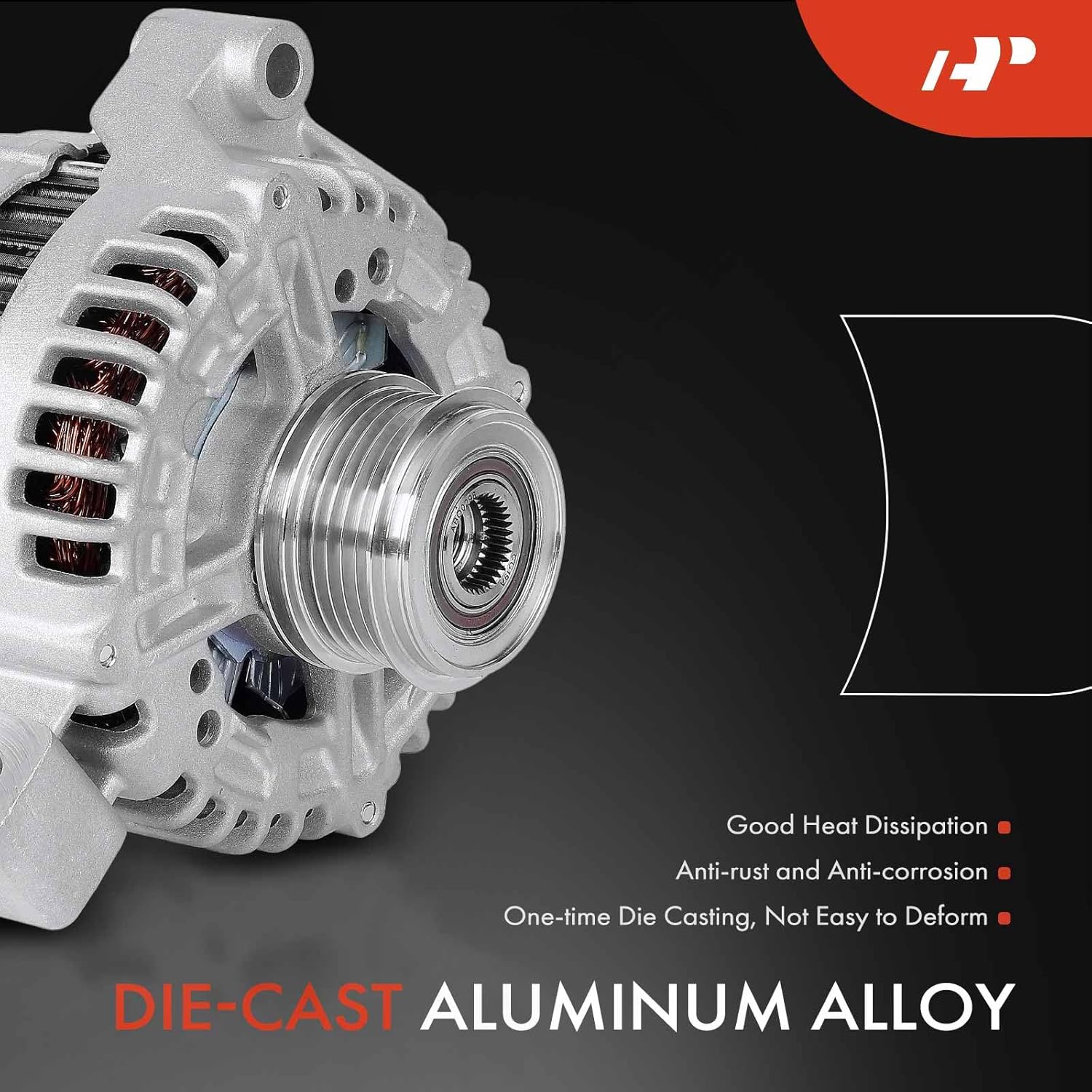 A-Premium Alternator Compatible with Volvo C70 2007-2013, C30 2007-2013, S40 2007-2011, V50 2007-2011, 2.4L 2.5L, 12V 150A 5-Groove Clutch Pulley Clockwise, Replace# 30773111