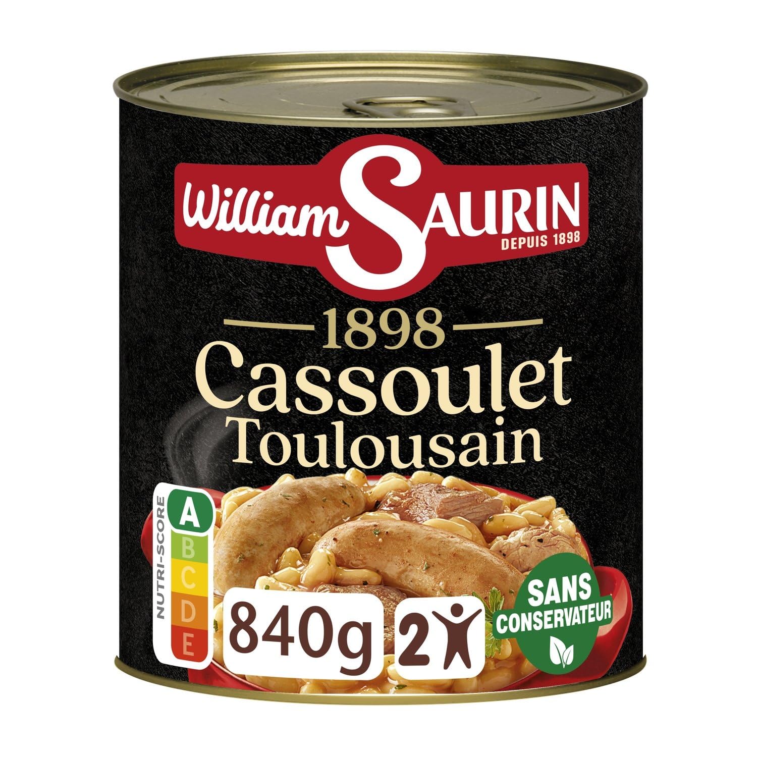 Parfum d'authenticité et de chaleur, le Cassoulet Toulousain WILLIAM SAURIN 840 g, un plat familial mijoté à la graisse de canard, sans conservateur - Lot de 3