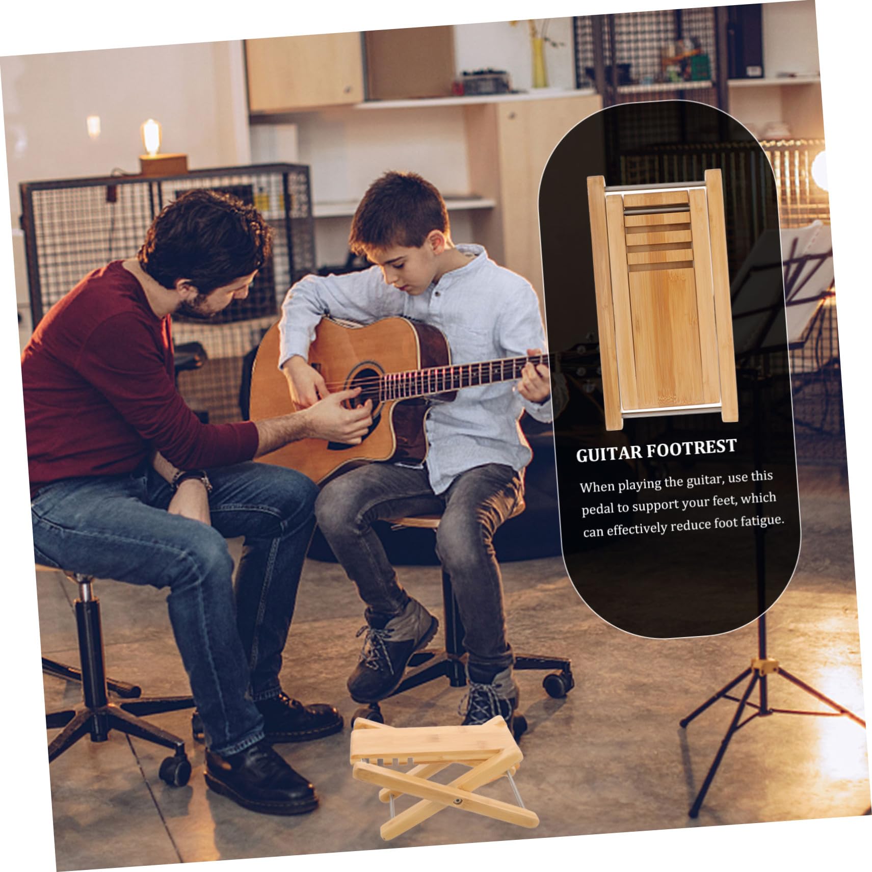 YARNOW Poggiapiedi Stabile e Leggero Altezza Regolabile 4 Livelli in Legno per Chitarra Classica per Uso Confortevole