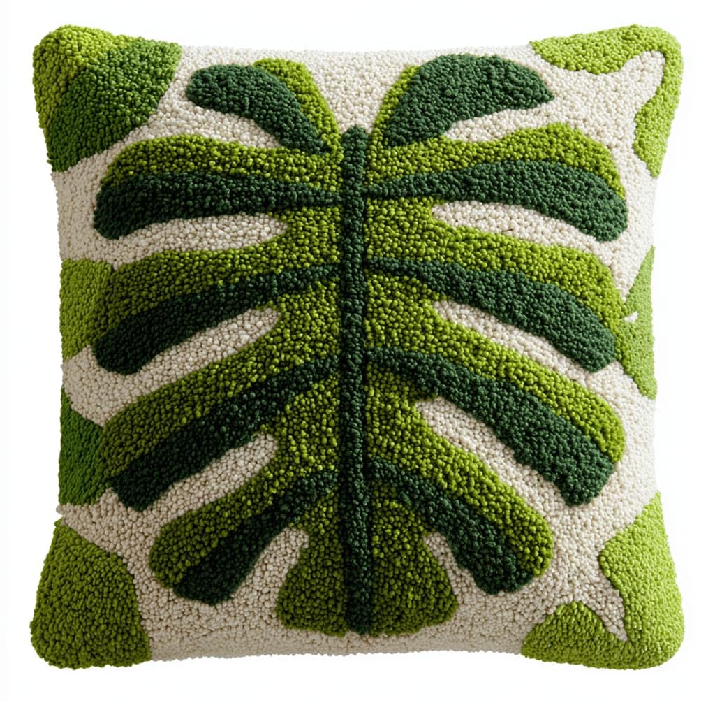 Kitquiver Beginner Latch Hook Cushion Kit,Leaf Decor Pillow Cover 43X43Cm