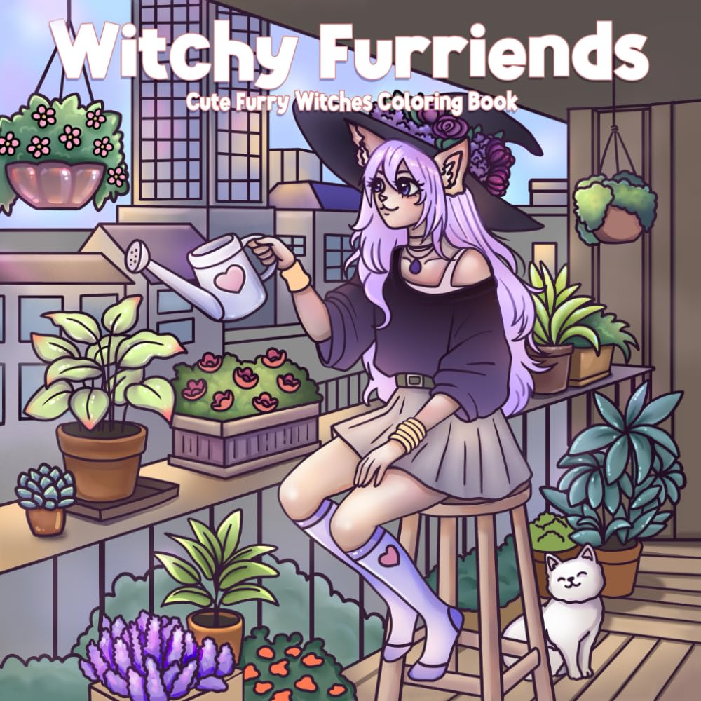 Witchy Furriends: Cute Furry Witches Coloring Book