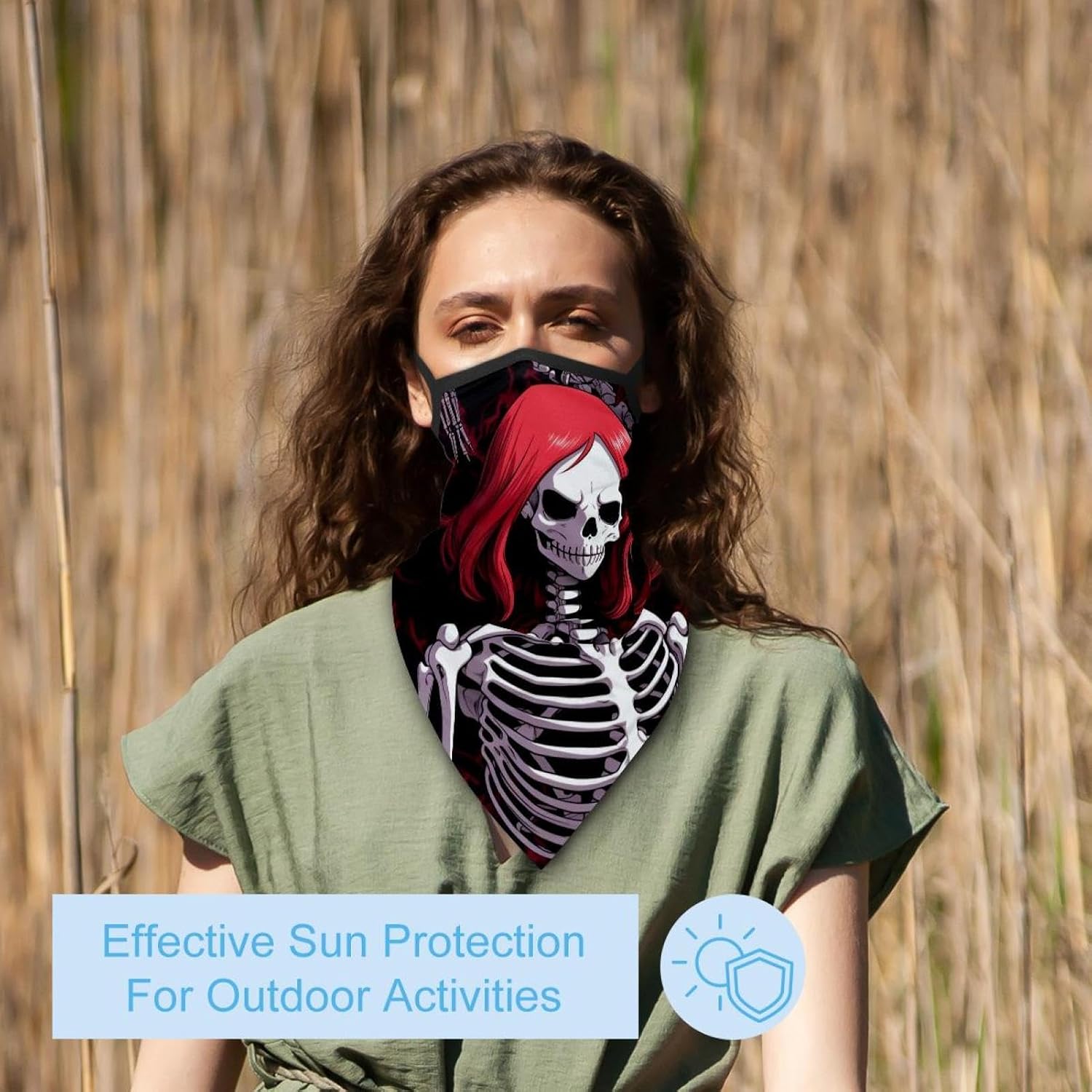 4 Pack Skeleton Neck Gaiter Face Cover Scarf, Breathable Sun & Wind-proof for Skiing Fishing Hiking Cycling