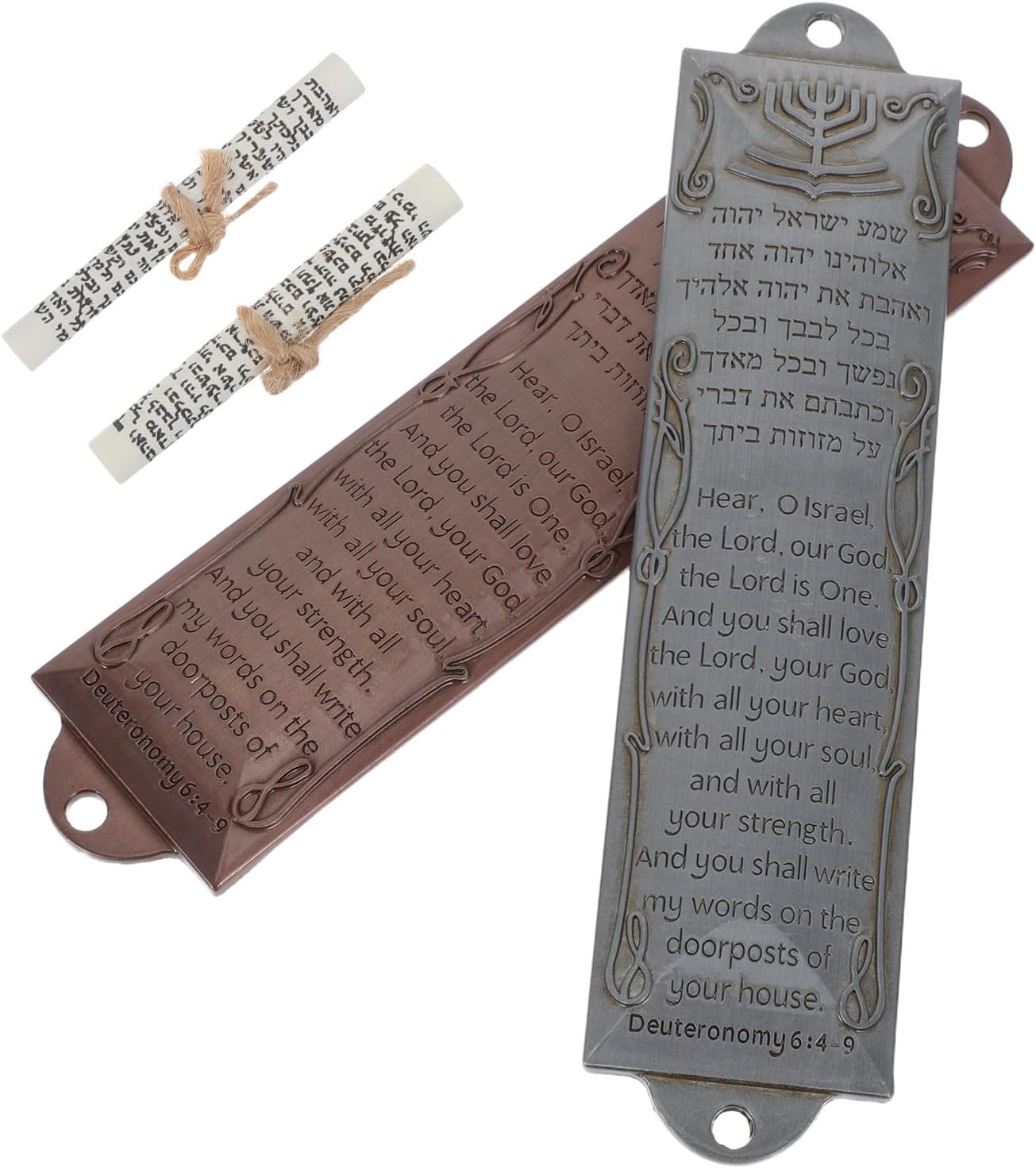 2 Sets Mezuzah with Scroll for Door - Jewish Mezuzah - 5.12x1.18 Hebrew Blessing for House Warming Hanukkah Present - Judaica Door Decoration