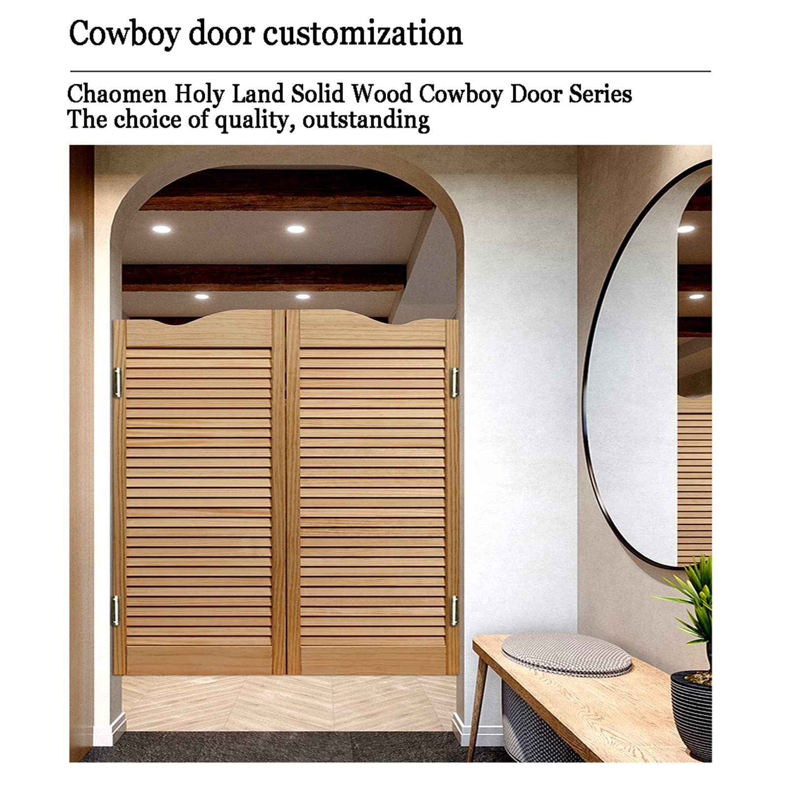Portes Battantes,Porte Battante De Volet,Porte De Cow-Boy En Bois Massif Cloison De Porte Bar Cuisine Fermeture Automatique Clôture Demi-Taille Porte,Taille Personnalisée,B,W90xH70cm(35x27.5in)